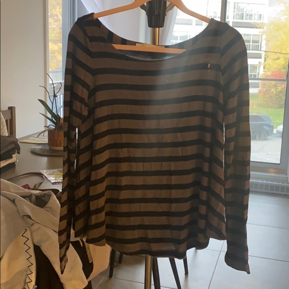 Pine green and Black stripped long sleeve